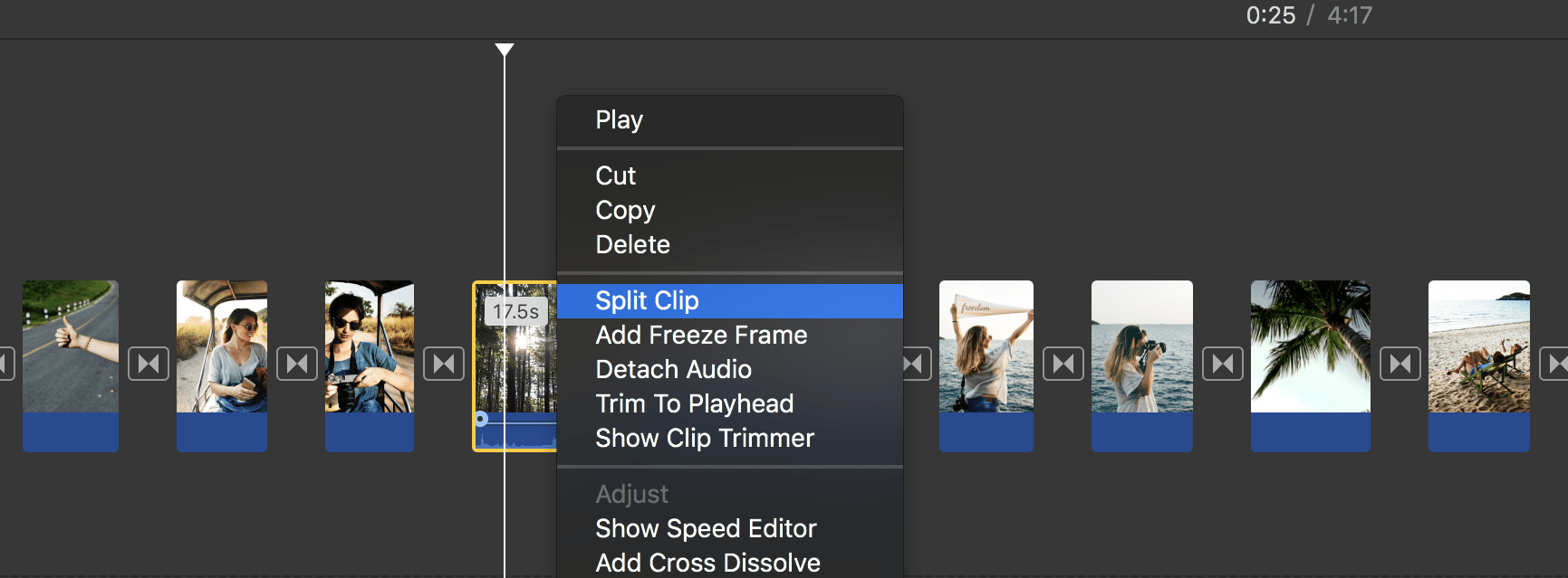 how to split imovie clip on mac
